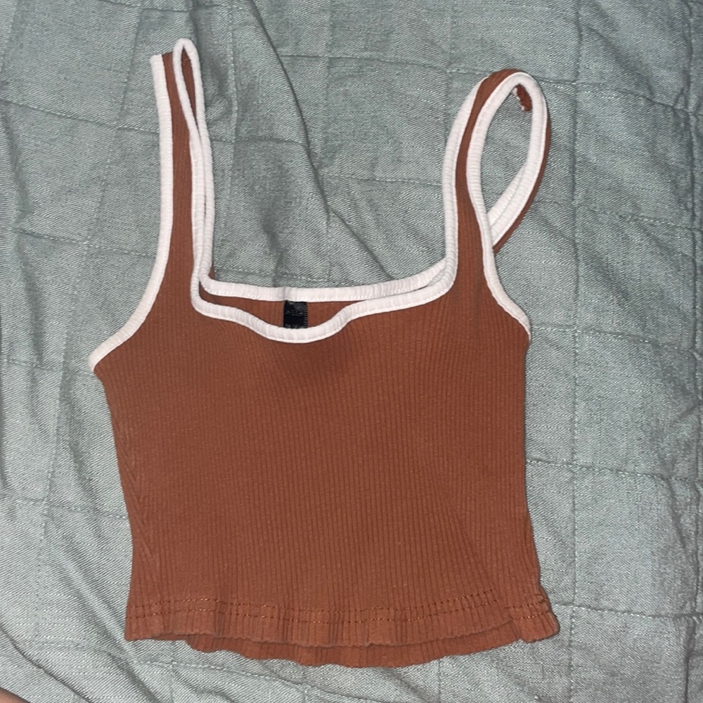 SHEIN brown and white crop top size small